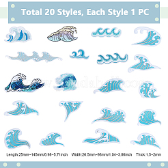 20 écusson brodé informatisé en polyester à motif vagues&nbsp;PATC-GA0002-05
