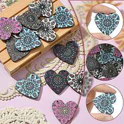 30шт 5 цвета подвески из натуральной липы с принтом&nbsp;WOOD-CJ0001-85