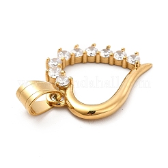 304ステンレスペンダント  クリスタルラインストーン付き  ハートチャーム  ゴールドカラー  26x22x3mm  穴：8x4.5mm&nbsp;STAS-K243-18G