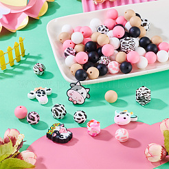 80 шт. круглые и полосатые бусины из пищевого экологически чистого силикона SIL-TA0002-68