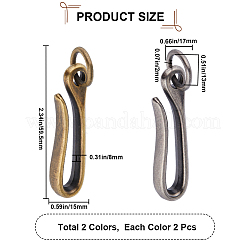 4 шт. 2-х цветные застежки-крючки из сплава в тибетском стиле FIND-CP0001-70
