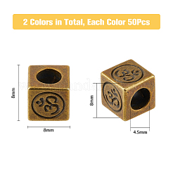 100 шт. 2 цвета тибетский стиль сплав европейские бусины&nbsp;FIND-DC0002-53