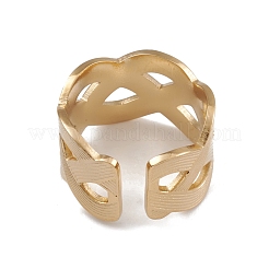 Ионное покрытие (ip) 304 нержавеющая сталь полые волнистые открытые манжеты кольца для женщин&nbsp;RJEW-G285-29G