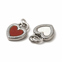 304ステンレススチールアクリルパーツ  シェルと丸カン付き  ハート  ステンレス鋼色  18x14x3mm  穴：2.8mm&nbsp;STAS-A076-18P