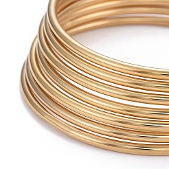 Conjunto de brazaletes lisos de acero inoxidable 201 con revestimiento al vacío de PVD para mujer (7 unidad)&nbsp;BJEW-L664-022C-G02