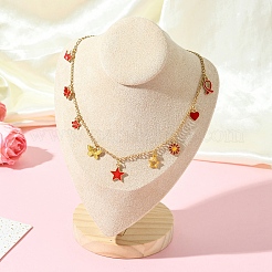 Звезда цветок бабочка лента корона нержавеющая сталь 304 трос цепь ожерелья&nbsp;NJEW-FS00010