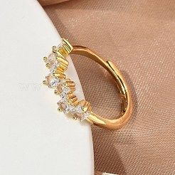Einstellbare messing micro pave zirkonia fingerringe&nbsp;RJEW-C163-26B-G