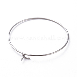 316サージカルステンレススチールフープピアス金具  ワイングラスチャームのパーツ  ステンレス鋼色  30x0.7mm  21ゲージ&nbsp;STAS-J025-01D-P