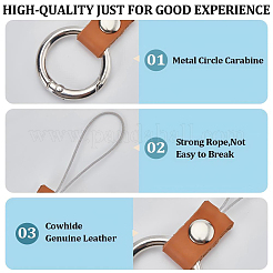 6 шт. 2-цветные кольца для мобильного телефона из цинкового сплава и кожи&nbsp;AJEW-GF0012-81