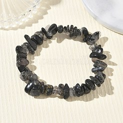 Pulseras elásticas con cuentas de cuarzo turmalinado natural para mujer&nbsp;BJEW-D467-01A