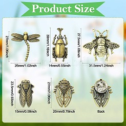 10 stücke 5 arten insekten legierung anstecknadeln für rucksack kleidung&nbsp;JEWB-CJ0003-40