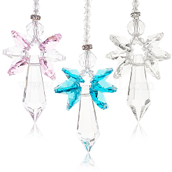 3 шт. 3-х цветные стеклянные подвесные ловцы солнца в виде ангела HJEW-BBC0001-18