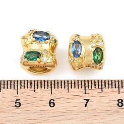真鍮マイクロパヴェカラフルキュービックジルコニアヨーロピアンビーズ  バレル  大穴ビーズ  ラックめっき  長持ちメッキ  鉛フリー＆カドミウムフリー  18KGP本金メッキ  11x12mm  穴：5mm&nbsp;CU-CBA7E9C-02G