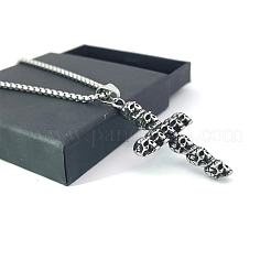 Винтажные готические ожерелья с подвеской из нержавеющей стали в виде креста и черепа для мужчин и женщин RV4815