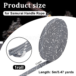 コットンとシルクの混紡糸のウェーブリボン（持ち手用）  濃いグレー  3/8インチ（11mm）  約5.47ヤード（5m）/ロール&nbsp;OCOR-WH0085-71F