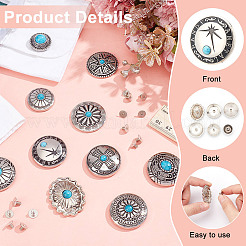22 шт. 11 стиля плоские круглые заклепки из сплава с эмалью для монет FIND-NB0005-76