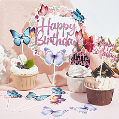 Наборы топперов для торта «бабочки и слова» DIY-SC0024-83