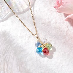 Комплекты из стеклянных и стеклянных бусин с подвесками в виде цветов и серег-колец SJEW-MZ00012