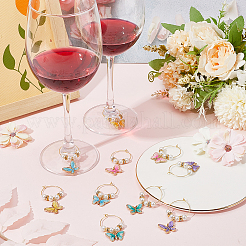 10 шт. 10 стиля бабочка сплав эмаль подвески для бокала вина подвески&nbsp;AJEW-SC00043