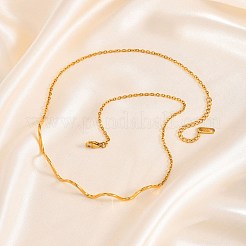 Ожерелья-чокеры из нержавеющей стали с волнистыми линиями PW-WG07BB7-01