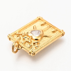 Латунные микропаве прозрачные подвески с фианитом ZIRC-O036-53G