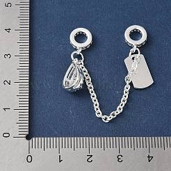 Chaîne en laiton micro pavée avec zircone cubique transparente et perles européennes&nbsp;KK-G531-07C-S