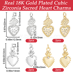 8 шт. 4 подвески из латуни с микропаве из кубического циркония в стиле стойки&nbsp;KK-BBC0012-99