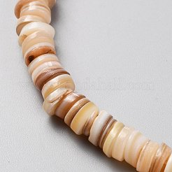 天然淡水シェルビーズ連売り  ヒシビーズ  フラットラウンド/ディスク  ミックスカラー  5~7x1.5~2.5mm  穴：1.2mm  約200個/連  15.75''（40センチメートル）&nbsp;SHEL-C001-06