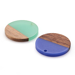 18pcs 9 couleurs pendentifs en résine opaque et bois de noyer&nbsp;RESI-CW0001-17