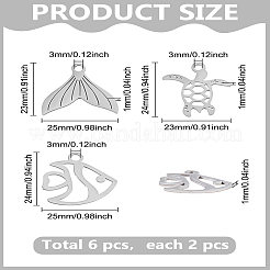 6 шт. 3 стиля подвески из нержавеющей стали 304&nbsp;STAS-LP0003-25