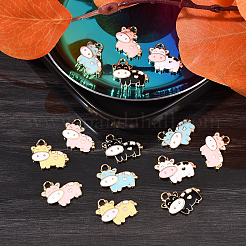 50шт 5 цвета сплава эмалевые подвески&nbsp;ENAM-CJ0001-69