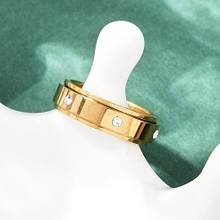 Вращающиеся кольца для пальцев из нержавеющей стали 304 со стразами RJEW-A074-01A-G