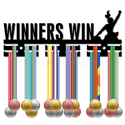 Creatcabin Porte-médailles pour femmes Support de médaille de sport Support mural en acrylique monté sur 40 médailles pour les gagnants gagner athlètes coureurs champions médaillés football noir 11.4x4.4 pouces