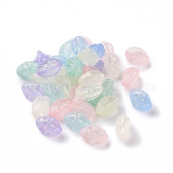 Perles acryliques transparents dépoli, de couleur plaquée ab , fleur, couleur mixte, 13.5x7x7mm, Trou: 1.8mm, 1190 pcs / 500 g