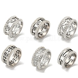 304 Stainless Steel Finger Rings for Women, with Crystal Rhinestone, Mixed Shapes, US Size 8(18.1mm), 10mm