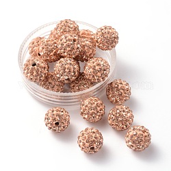 Pave bolas de discoteca, Abalorios de Diamante de imitación de arcilla polímero, Grado A, melocotón claro, pp13 (1.9~2 mm), 10mm, agujero: 1 mm