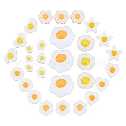 Sunnyclue 80pcs 10 cabochons en résine de style, coeur & étoile & fleur & œuf au plat/œuf poché, blanc, 8 pièces / style