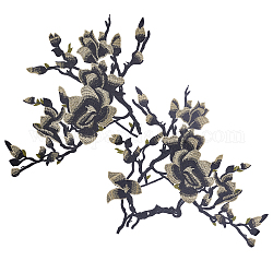 Aplique de poliseter, accesorios del ornamento, flor, oliva, 365~480x260~460x0.8mm
