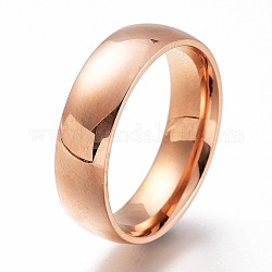 304 палец кольца из нержавеющей стали, простые кольца, розовое золото , размер США 6~9, внутренний диаметр: 16~19 мм