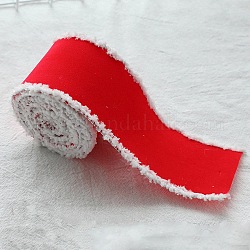 Cinta de lino con cable de tema navideño, cinta con bordes borrosos, piso, rojo, 2 pulgada ~ 2-1/4 pulgadas (50~56 mm), alrededor de 10.94 yarda (10 m) / rollo