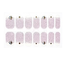 Full-Cover-Ombre-Nägel-Wraps, Straßennagelstreifen in Glitzerpuderfarbe, selbstklebend, für Nagelspitzen Dekorationen, Distel, 24x8 mm, 14pcs / Blatt