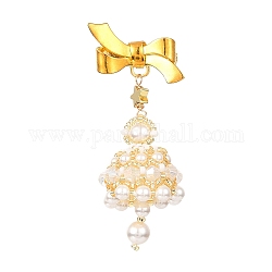 Broche pendentif cloche en perles de coquillage, broches bowknot en laiton pour femmes, couleur de coquillage, 55x25x11mm