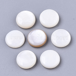 Natural Freshwater Shell Cabochons, Flat Round, Seashell Color, 8x2mm