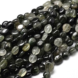 Natural Green Rutilated Quartz Gemstone Nuggets Bead Strands, Tumbled Stone, 9~12x8~13x5~7mm, Hole: 1mm, about 15.3 inch~15.7 inch