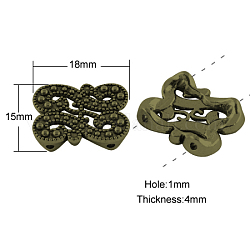 Tibetan Style Multi Strand Links, Rectangle,  Cadmium Free & Nickel Free & Lead Free, Antique Bronze, 18x15x4mm, Hole: 1mm
