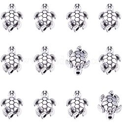 PandaHall Elite 100pcs Tortoise Spacer Beads Tibetan Alloy Antique Silver Animal Metal Beads Charms for Bracelet Jewelry Making, 12.5x9mm