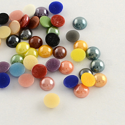 Cabujones de cristal opaco plisado perlado, medio redondo / cúpula, color mezclado, 5x2mm, aproximamente 830 unidades / 50 g
