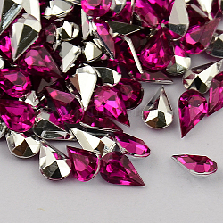 Garment Accessories Pointed Back Taiwan Acrylic Rhinestone Cabochons, Faceted Teardrop, Medium Violet Red, 6x4x3mm