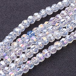 Glass Beads Strands, Faceted Round, Clear AB, AB Color Plated, 6mm, Hole: 1mm, about 50pcs/strand