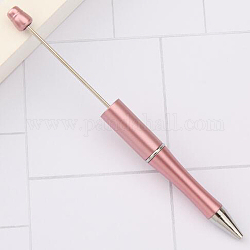 Plastique avec stylo à bille en fil d'acier, stylo perlé, pour stylo personnalisé bricolage, rose, 147x11.5mm